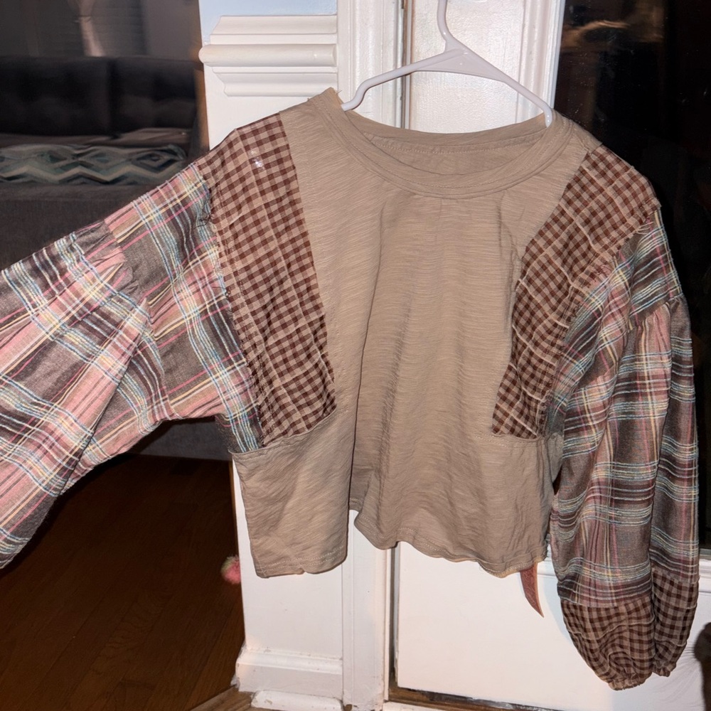Plaid Patchwork Long Sleeve Top